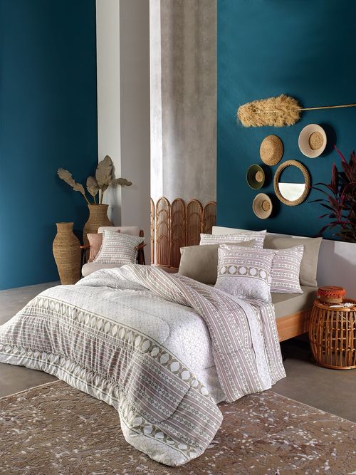 Jogo Roupa de Cama Queen 4 Peças, 100% Algodão 150 Fios Diamante