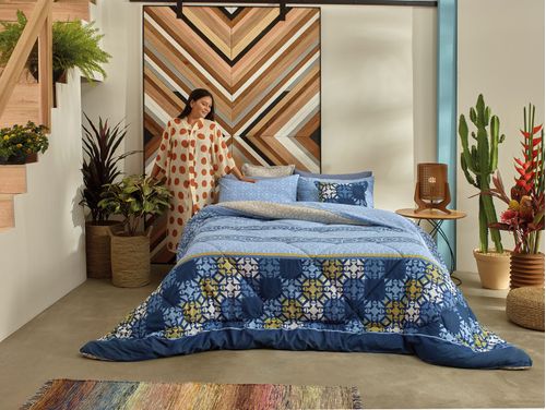 Jogo Roupa de Cama Casal 4 Peças, 100% Algodão 150 Fios Diamante