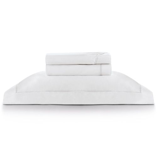 Jogo Roupa de Cama Solteiro 400 Fios Festone Branco Turquesa