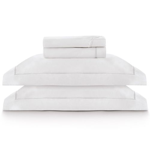 Jogo Roupa de Cama Casal 400 Fios Festone Branco Turquesa