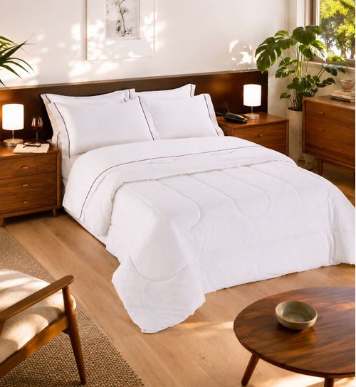Jogo Roupa de Cama Solteiro 3 Peças 100% Algodão 260 Fios Friso Preto Safira