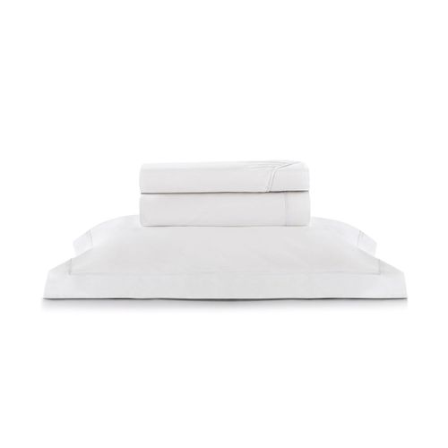 Jogo Roupa de Cama Queen 300 Fios Friso Branco Perola