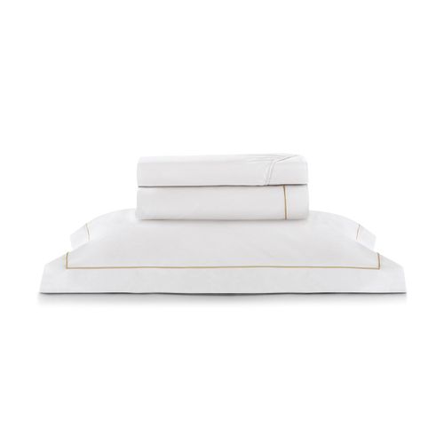 Jogo Roupa de Cama Solteiro 300 Fios Friso Bege Perola