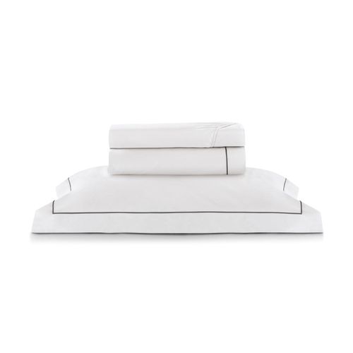Jogo Roupa de Cama Solteiro 300 Fios Friso Cinza Perola