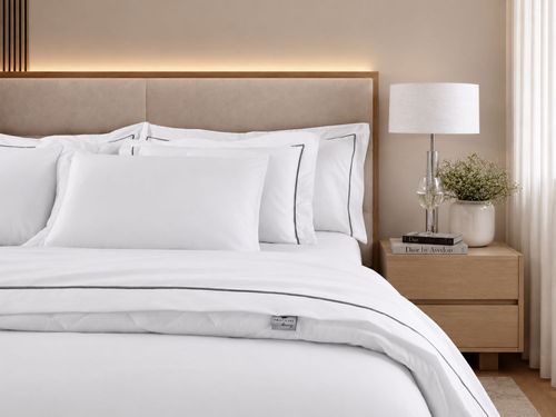 Jogo Roupa de Cama Casal 400 Fios Festone Branco Turquesa