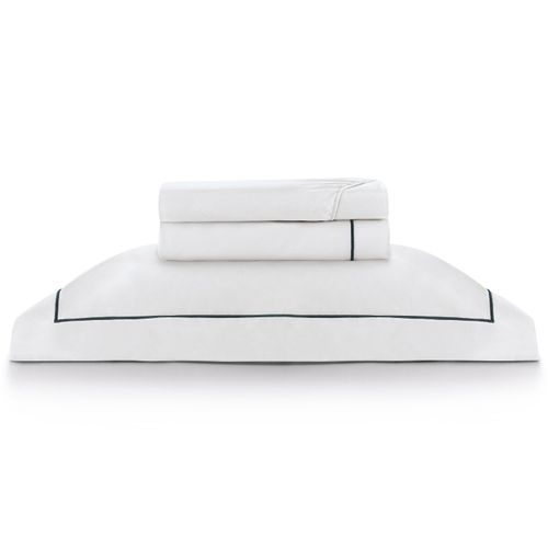 Kit Super Luxo Solteiro Profiline | Jogo de Cama com Festone Turquesa 400 Fios + Jogo de Toalhas Safira 670 g/m²