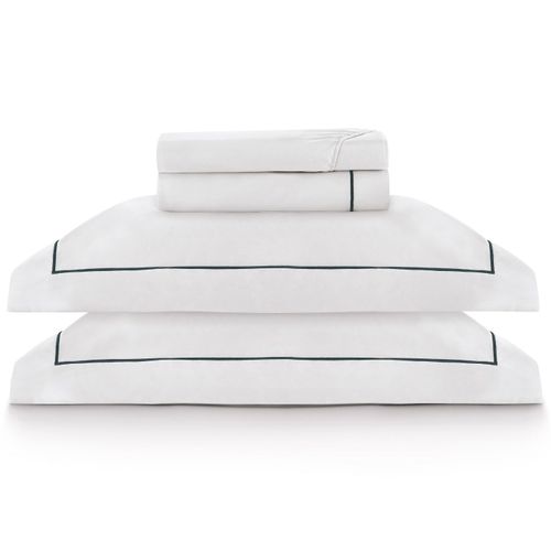Kit Super Luxo Queen Profiline | Jogo de Cama com Festone Turquesa 400 Fios + Jogo de Toalhas Safira 670 g/m²