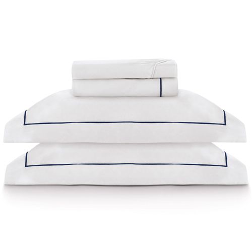 Kit Super Luxo Casal Profiline | Jogo de Cama com Festone Turquesa 400 Fios + Jogo de Toalhas Safira 670 g/m²