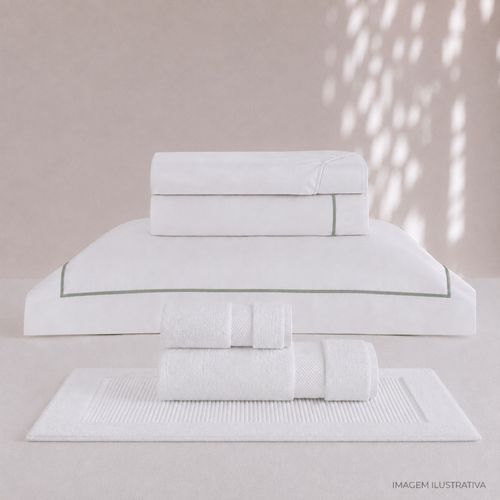 Kit Super Luxo Solteiro Profiline | Jogo de Cama com Festone Turquesa 400 Fios + Jogo de Toalhas Safira 670 g/m²
