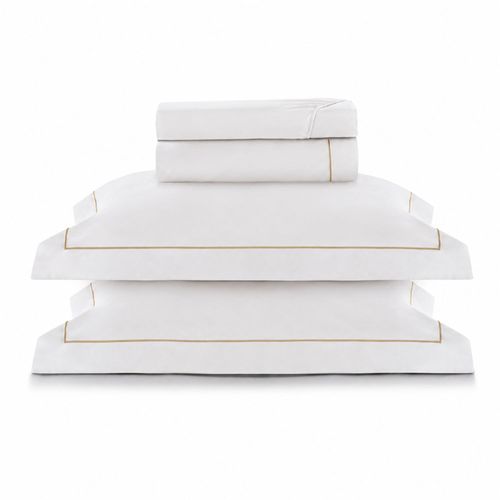 Kit Super Luxo Casal Profiline | Jogo de Cama com Friso Pérola 300 Fios + Jogo de Toalhas Pérola 600 g/m²