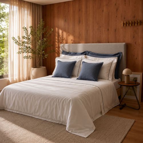 Jogo Roupa de Cama Solteiro 400 Fios Festone Verde Oliva Turquesa