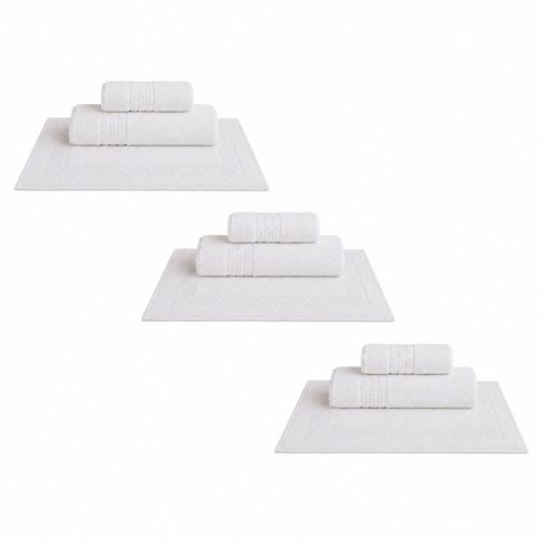 3 Kits - Luxo Profiline Solteiro | Jogo de Cama Imperial Plus 200 Fios + Toalhas de Banho e Rosto Toronto 500 g/m² + Toalha para Piso Madri 600 g/m²