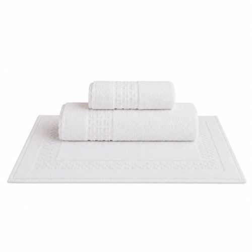 1 Kit - Luxo Profiline Solteiro | Jogo de Cama Imperial Plus 200 Fios + Toalhas de Banho e Rosto Toronto 500 g/m² + Toalha para Piso Madri 600 g/m²