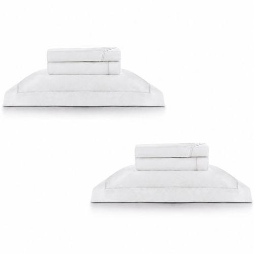 2 Kits - Super Luxo Profiline Solteiro Turquesa | Jogo de Cama com Festonê 400 Fios + Jogo de Toalhas Safira 670 g/m²