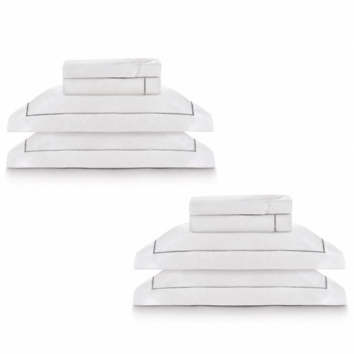 2 Kits - Super Luxo Profiline Casal Turquesa | Jogo de Cama com Festonê 400 Fios + Jogo de Toalhas Safira 670 g/m²