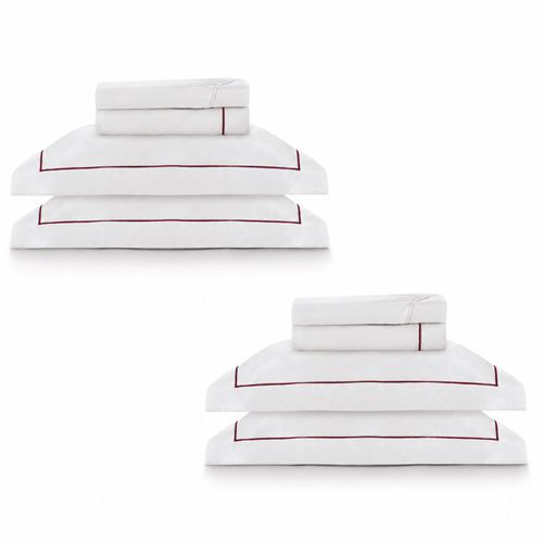 2 Kits - Super Luxo Profiline Casal Turquesa | Jogo de Cama com Festonê 400 Fios + Jogo de Toalhas Safira 670 g/m²