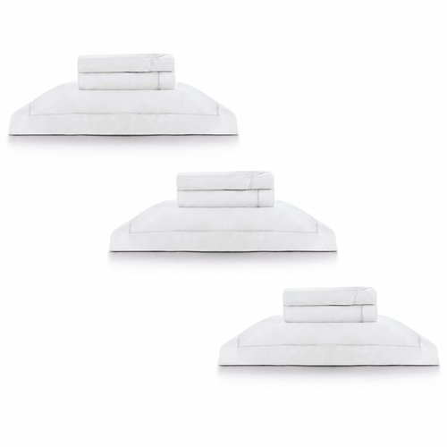 3 Kits - Super Luxo Profiline Solteiro Turquesa | Jogo de Cama com Festonê 400 Fios + Jogo de Toalhas Safira 670 g/m²