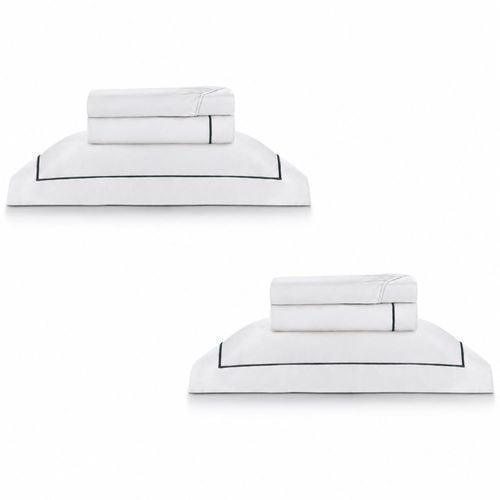 2 Kits - Super Luxo Profiline Solteiro Turquesa | Jogo de Cama com Festonê 400 Fios