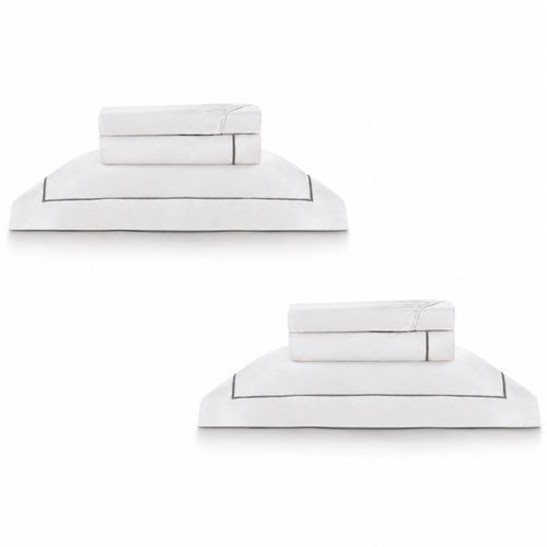 2 Kits - Super Luxo Profiline Solteiro Turquesa | Jogo de Cama com Festonê 400 Fios
