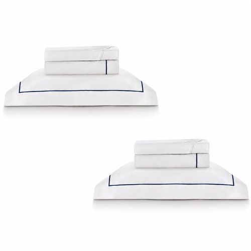 2 Kits - Super Luxo Profiline Solteiro Turquesa | Jogo de Cama com Festonê 400 Fios