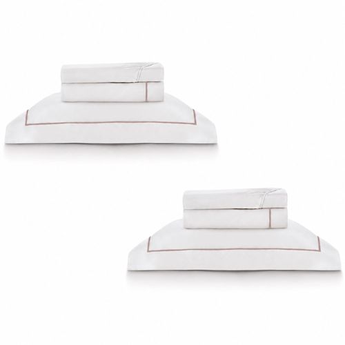 2 Kits - Super Luxo Profiline Solteiro Turquesa | Jogo de Cama com Festonê 400 Fios