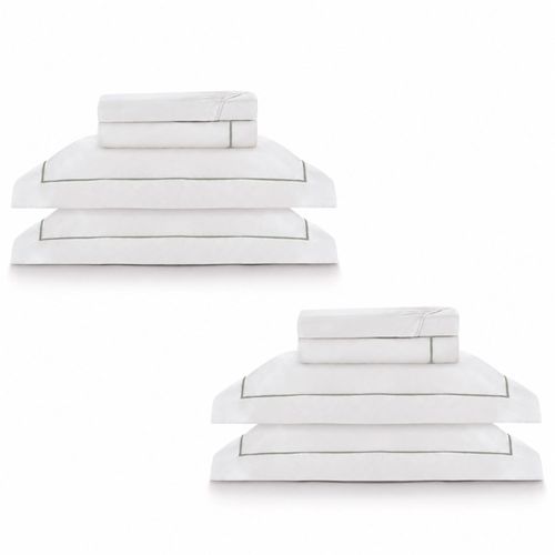 2 Kits - Super Luxo Profiline Queen Turquesa | Jogo de Cama com Festonê 400 Fios