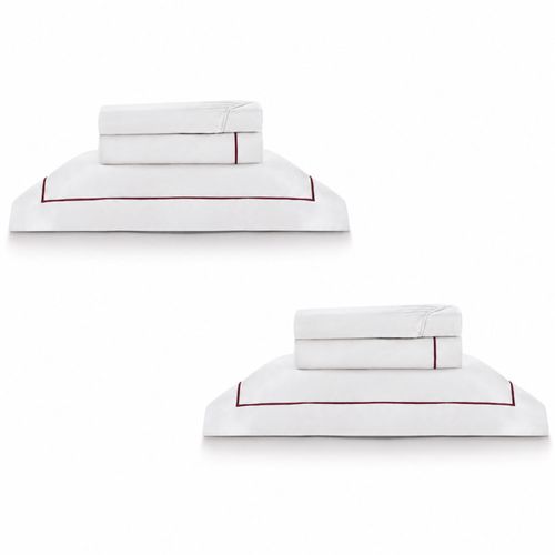 2 Kits - Super Luxo Profiline Solteiro Turquesa | Jogo de Cama com Festonê 400 Fios