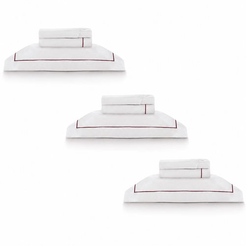 3 Kits - Super Luxo Profiline Solteiro Turquesa | Jogo de Cama com Festonê 400 Fios
