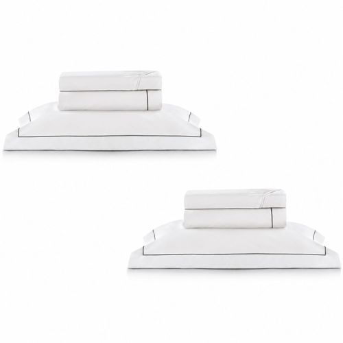 Kit Super Luxo Solteiro Teka | 2 Jogos de Cama com Friso 300 Fios
