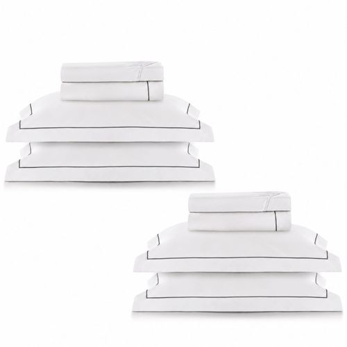 2 Kits - Super Luxo Profiline Casal Pérola | Jogo de Cama com Friso 300 Fios