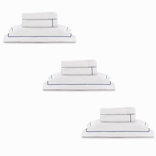 3 Kits - Super Luxo Profiline Solteiro Pérola | Jogo de Cama com Friso 300 Fios